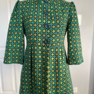 Tulle Green and Yellow Patterned Trench Coat